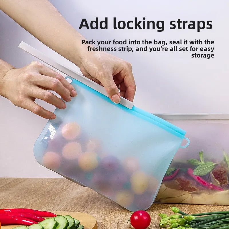 Reusable Silicone Food Storage Bags Thickened Airtight Seal Anti-Odor For Vegetable Fruit Snack Portable Storage Bags