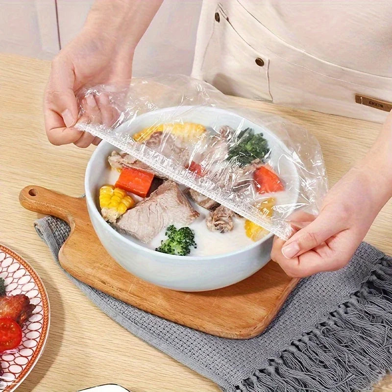 Food Grade Cover Dust Elastic Plastic Clear Saran Wrap Vegetable Fruit Fresh-keeping Storage Bag Kitchen Organizer Cling Film