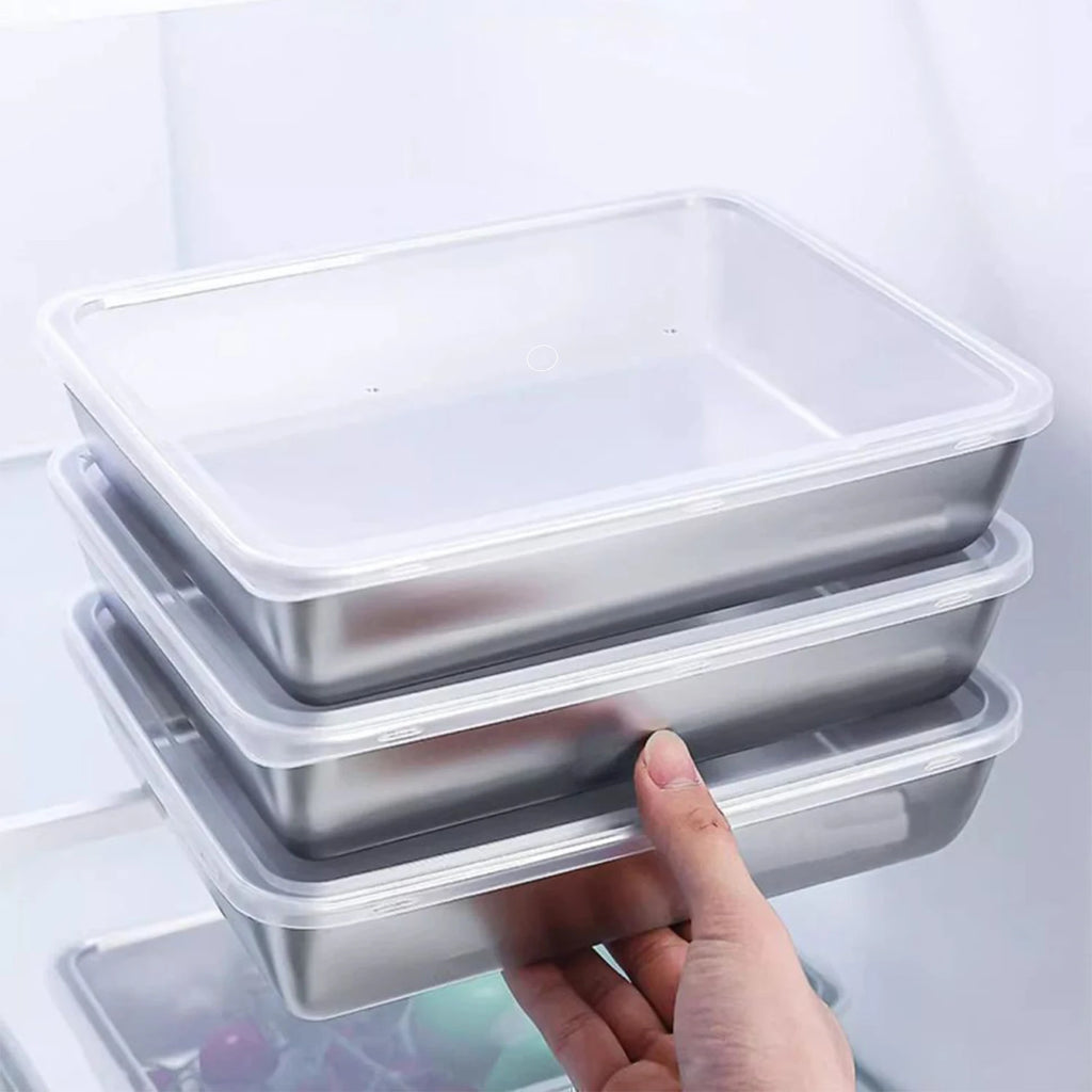 6pcs Stainless Steel Food Storage Container Large Capacity Suitable for Vegetables Fruits Fresh Meat and Various Foods