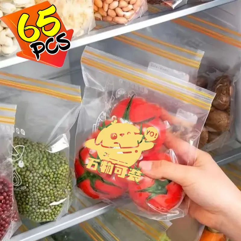 Multi-Size Food Storage Bags Kitchen Food Organizer Pouch Reusable Zip Fresh-keeping Bag Food Freezing Preservation Sealed Bags