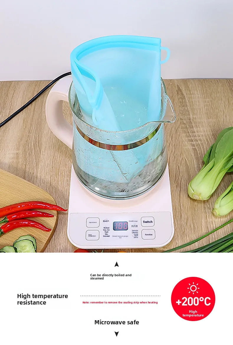 Reusable Silicone Food Storage Bags Thickened Airtight Seal Anti-Odor For Vegetable Fruit Snack Portable Storage Bags