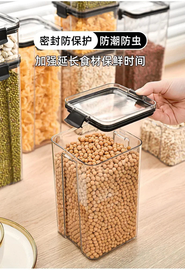 460-1800ml Sets Kitchen Stackable Sealed Jar Plastic Food Storage Box Multigrain Tank Bottle Dried Fruit Tea Storage Containers