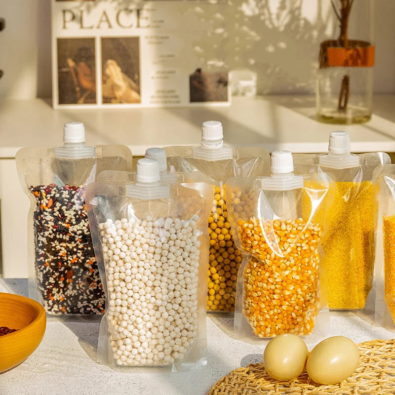 5Pcs Grains Sealed Bag Cereal Containers Moisture-Proof And Insect-Proof Transparent Food Grade Storage Bag Kitchen Organizer