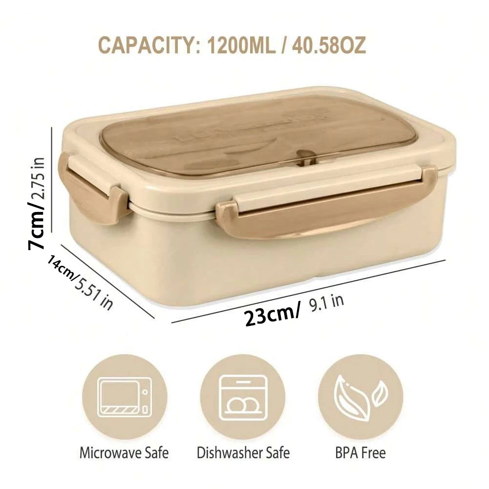 Compartment Lunch Box Portable Kids Students Office Bento Box With Fork and Spoon Microwave Food Storage Container for Picnic