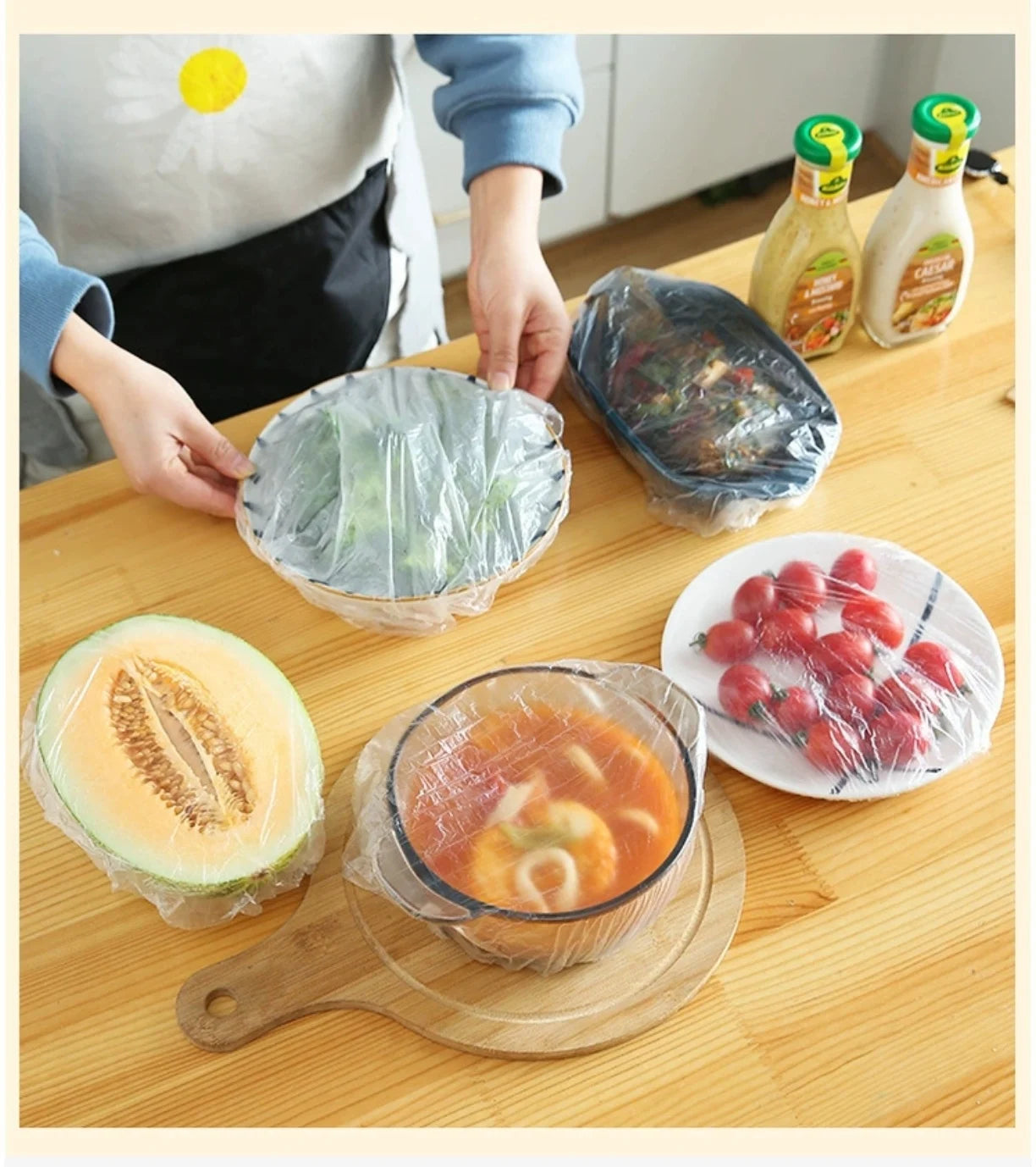 100 disposable food covers | plastic wrap | bowl covers | food-grade fresh-keeping plastic bags | essential for lazy people