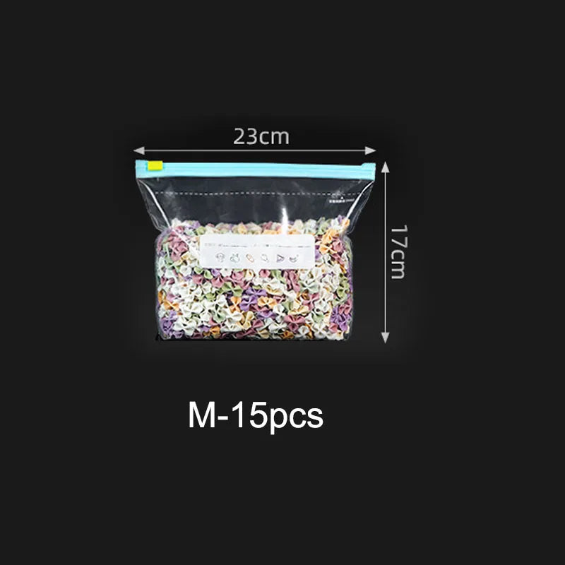 Zip Lock Food Storage Bags, Thick Freezer Bags For Fridge, Microwave Safe, Reusable, Suitable For Organizing (3 Sizes)