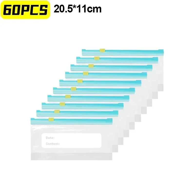 3 Sizes Reusable Food Storage Bags Kitchen Refrigerator Fruit Vegetable Meat Sealed Zip Bag Household Plastic Sealing Containers