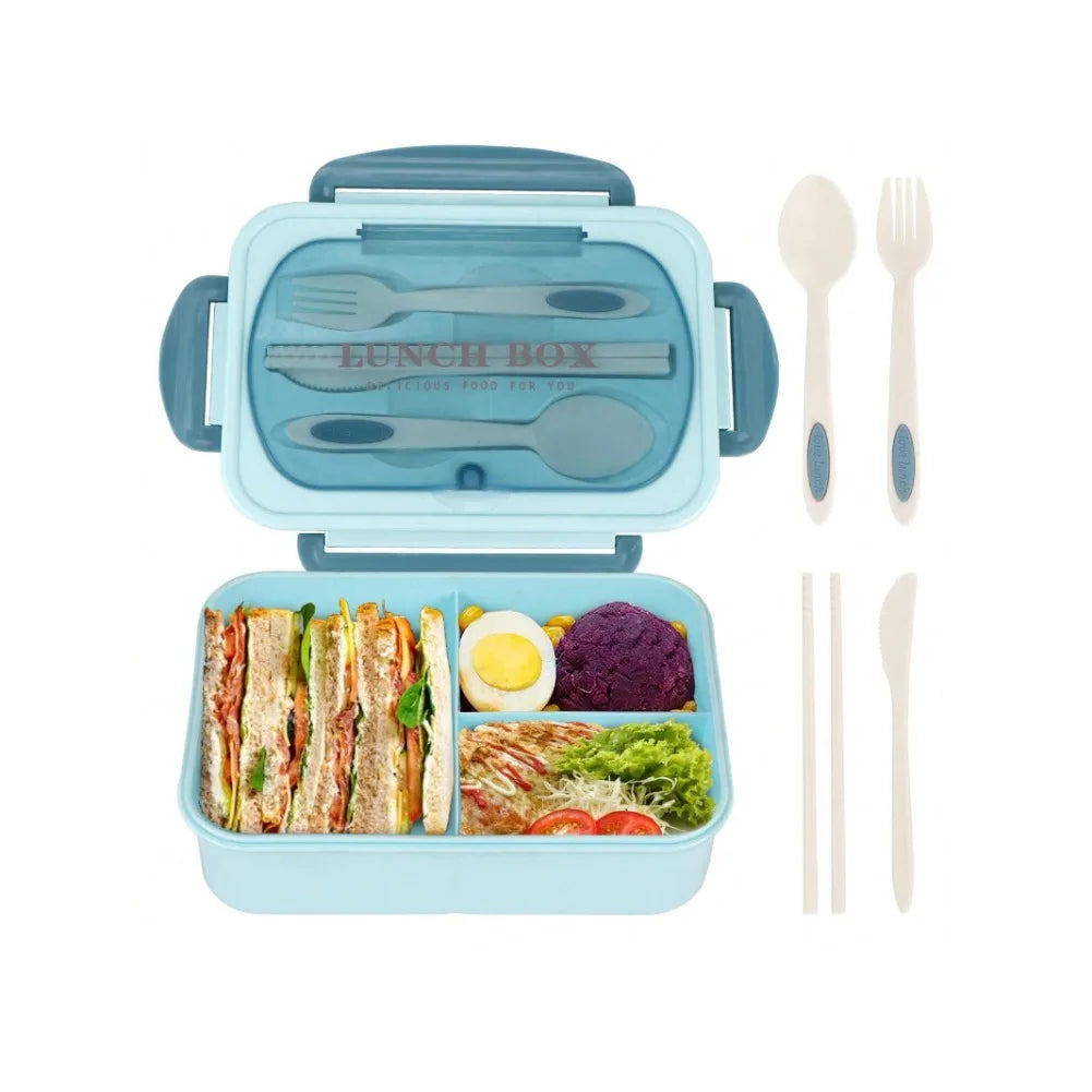 Compartment Lunch Box Portable Kids Students Office Bento Box With Fork and Spoon Microwave Food Storage Container for Picnic