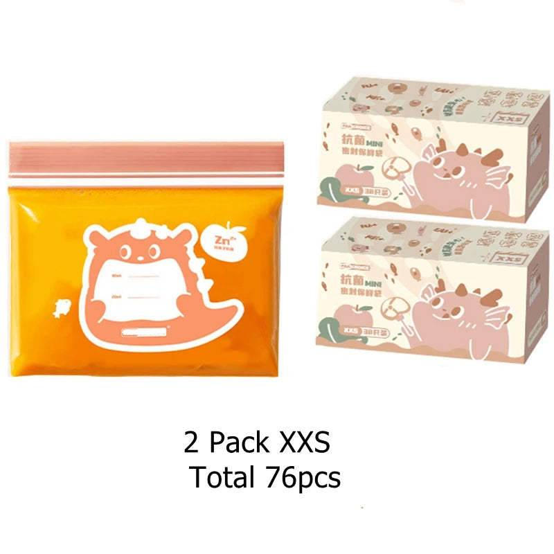 2 Pack Snack and Sandwich Bags Clear Storage Bag with Zip Mini Medium Food Storage Bag Freezer Camping Kitchen Fresh Keeping Bag