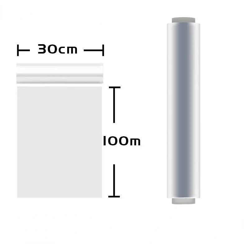 Microwavable Cling Film Wrap, Clear Plastic, Food Packing, Kitchen Storage Wrapping Film, Keeping Food Fres, 30cm * 100m