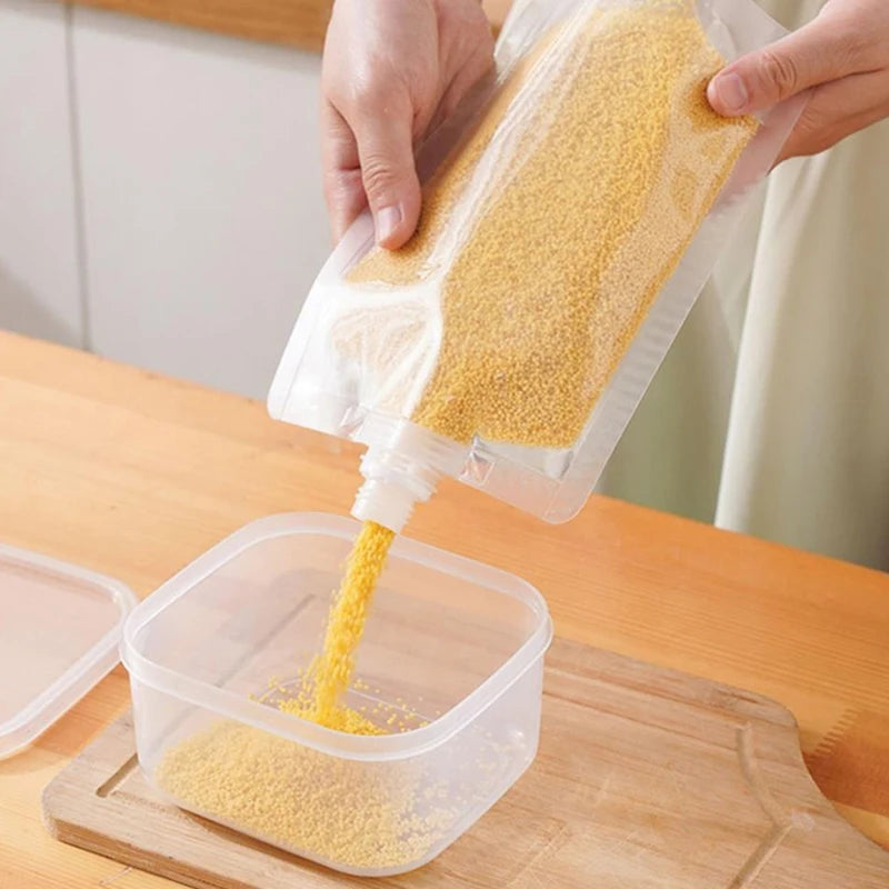 4Pcs Sealed Bags Set Grain Sugar Storage Pouch Kitchen Airtight Containers Bags Food Grade Large Diameter Sealed Pouch Household