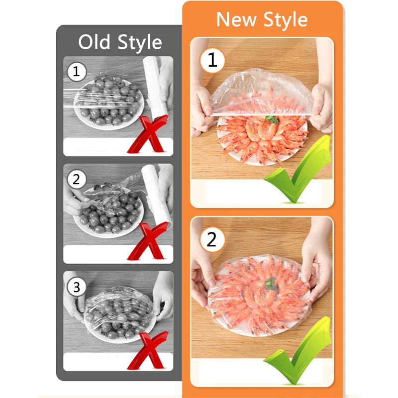 Plastic Disposable Food Cover Colorful Elastic Wrap Food Covers Fresh-keeping Lid Plate Kitchen Nylon Packaging Bags Storage Bag