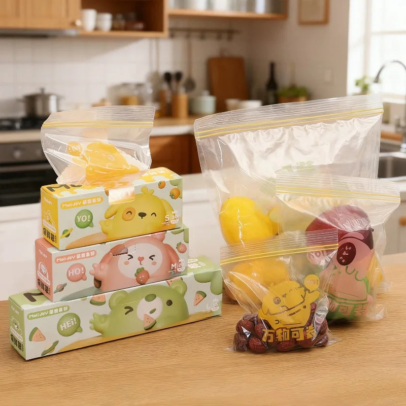 Multi-Size Food Storage Bags Kitchen Food Organizer Pouch Reusable Zip Fresh-keeping Bag Food Freezing Preservation Sealed Bags