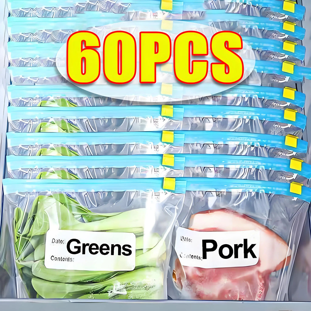 3 Sizes Reusable Food Storage Bags Kitchen Refrigerator Fruit Vegetable Meat Sealed Zip Bag Household Plastic Sealing Containers