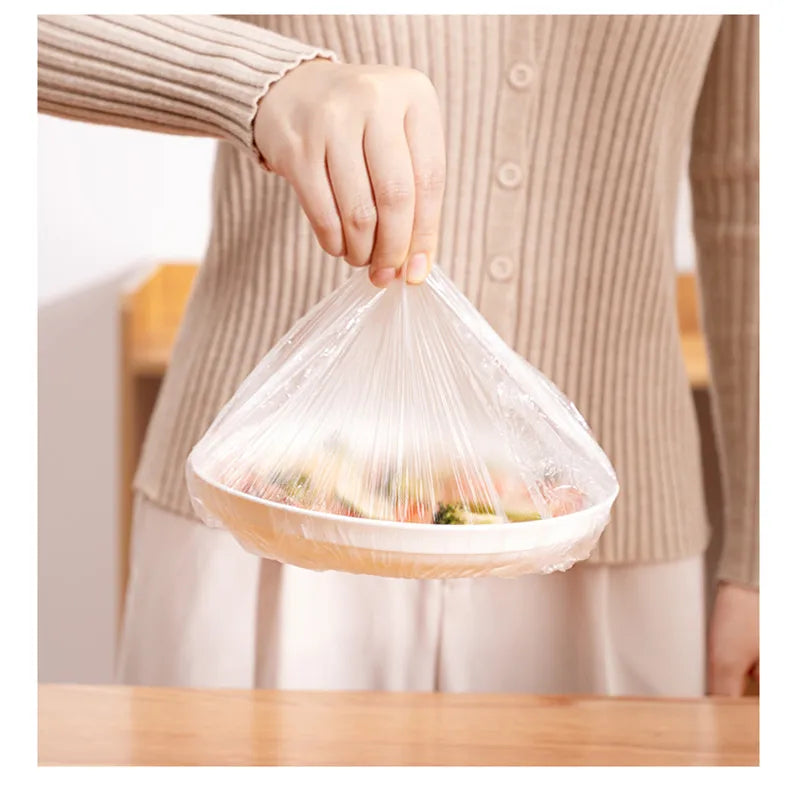 100/50/20pcs Disposable Food Cover Food Grade Fruit Vegetable Storage Bag Elastic Plastic Bag Bowl Cup Kitchen Fresh Keeping Bag