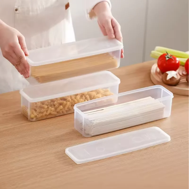 1 Pcs Long Rectangular Food Storage Containers, Plastic Reusable Refrigerator Organizer Boxes Kitchen Accessories
