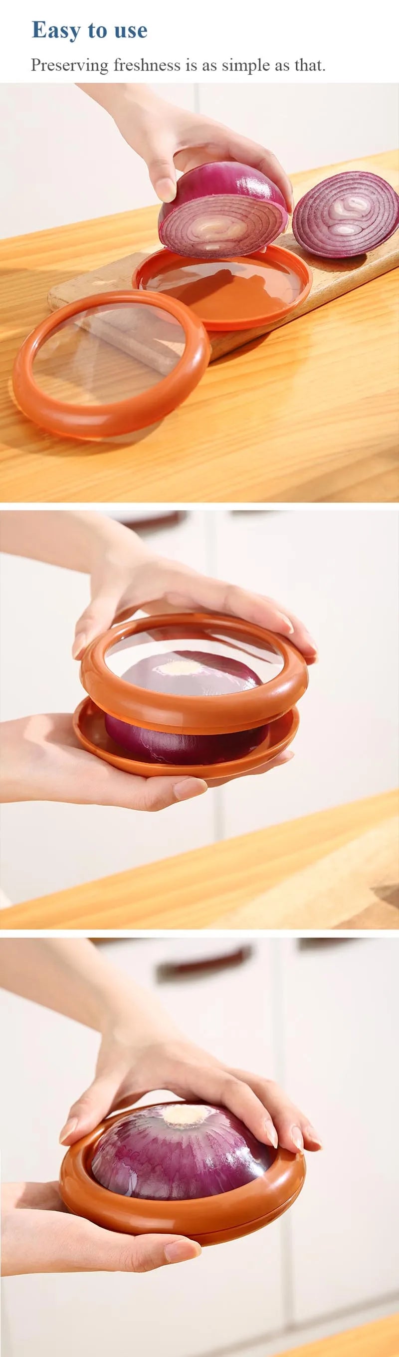 Fruit Vegetable Airtight Fresh Storage Box Lemon Tomato Avocado Preservation Seal Cover Transparent Reusable Kitchen Tools