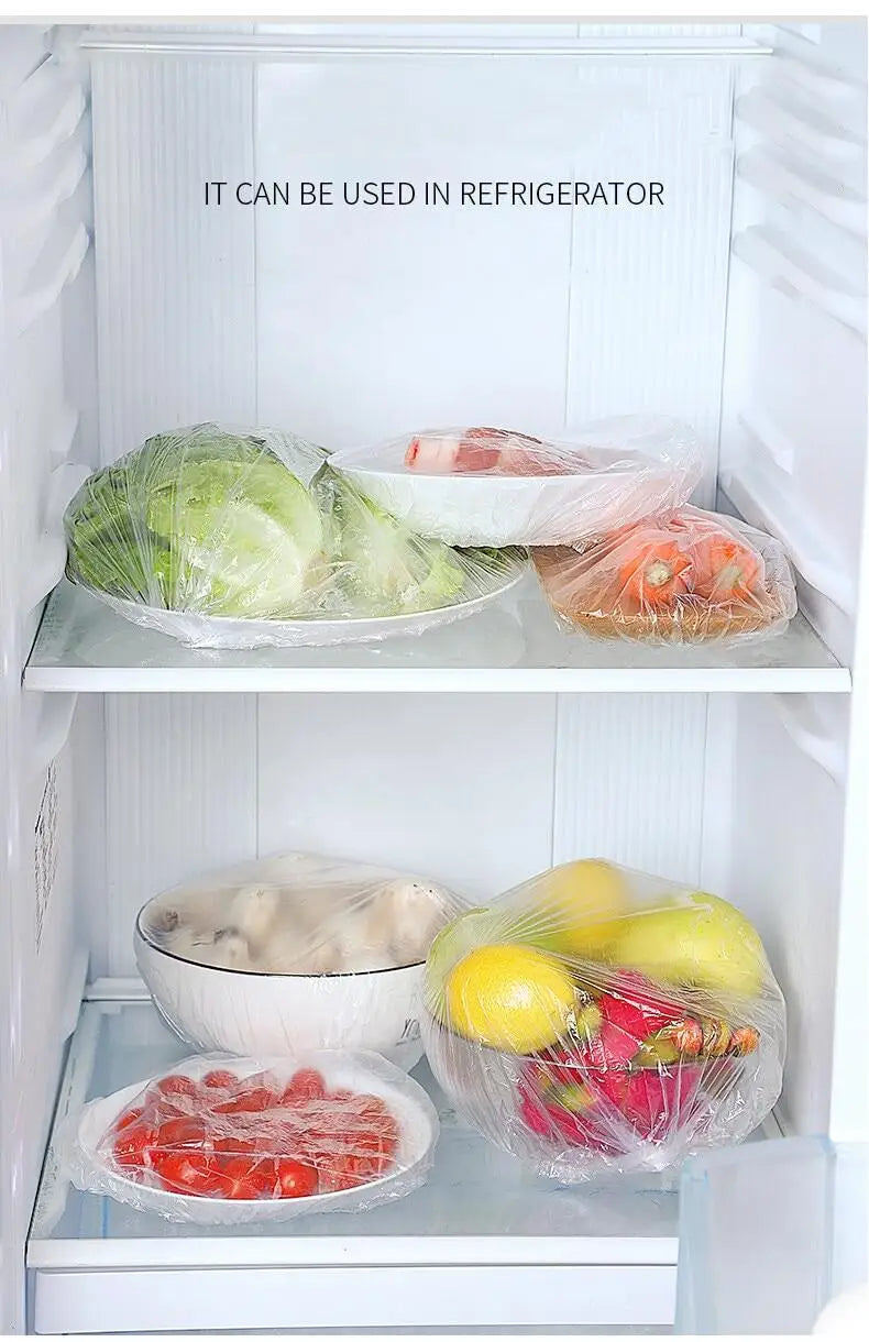 Disposable Food Cover Food Grade Plastic Elastic Food Lids Wrap Bags Refrigerator Fresh-keep Bag For Fruit Vegetable