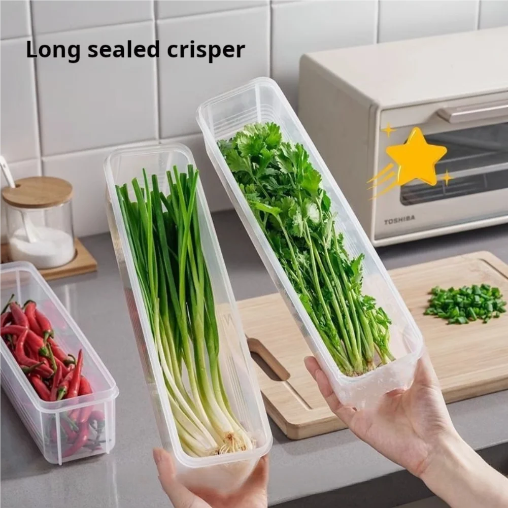 1 Pcs Long Rectangular Food Storage Containers, Plastic Reusable Refrigerator Organizer Boxes Kitchen Accessories