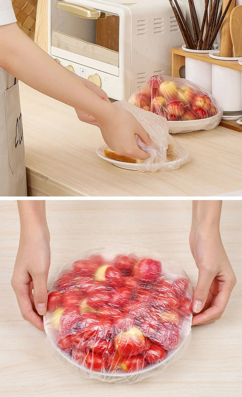 Colorful Disposable Food Cover Plastic Elastic Wrap Bags for Fruit Vegetable Fresh-keeping Bag Reusable Saran Wrap