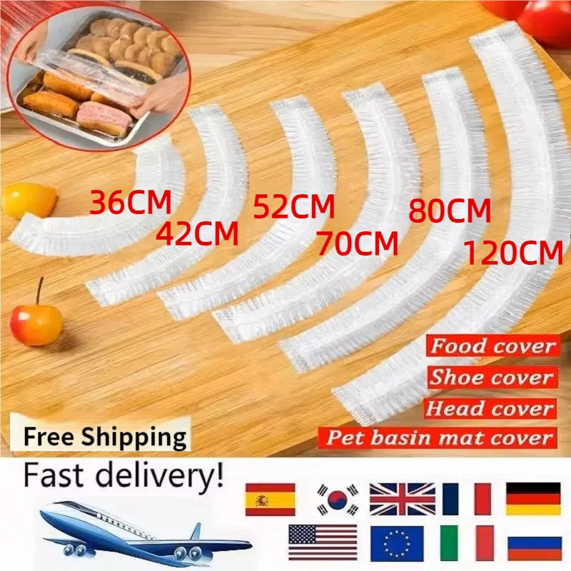 Disposable Food Cover Saran Wrap Food Grade Fruit Vegetable Storage Bag Elastic Plastic Bag Kitchen Fresh Keeping Bag