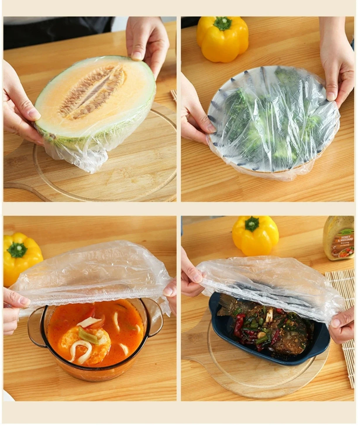100 disposable food covers | plastic wrap | bowl covers | food-grade fresh-keeping plastic bags | essential for lazy people