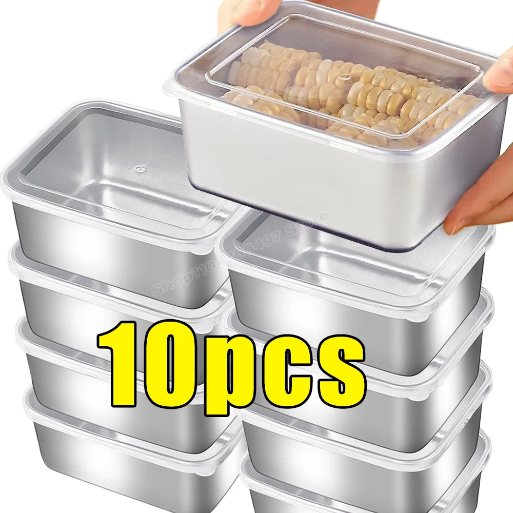 Stainless Steel Food Container with Cover Small Thicken Fresh-keep Food Fruit Lid Sealed Storage Box  Kitchen Fridge Organizer