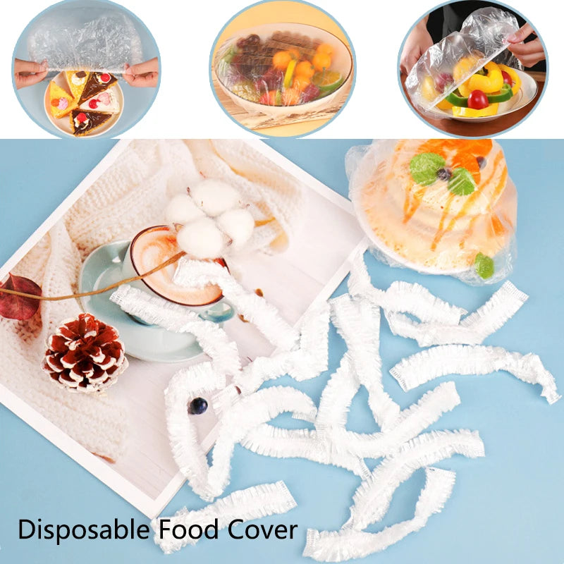 100-1000PCS Disposable Food Cover Elastic Plastic Wrap Food Grade Refrigerator Food Lids Shoe Cover Shower Headgear Bowls Caps B