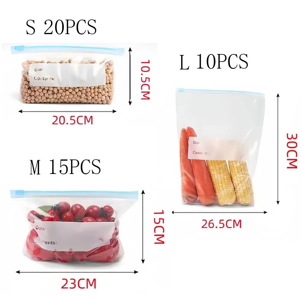 Food Storage Bags BPA-free Freezer Bags Leak-proof Reusable Fresh Bag Ziplock Storage Bags Seal Bags