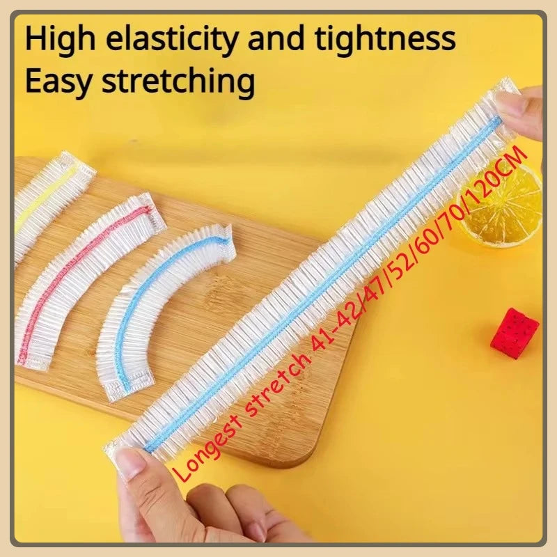 Colorful Disposable Food Cover Dust Food Grade Fresh Lids Elastic Plastic Wrap Shower Cap Fruit Food Cover Fresh Keeping Bag