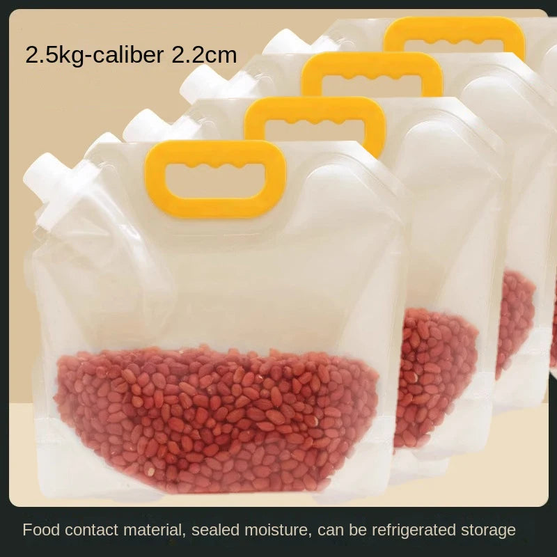 4Pcs Sealed Bags Set Grain Sugar Storage Pouch Kitchen Airtight Containers Bags Food Grade Large Diameter Sealed Pouch Household