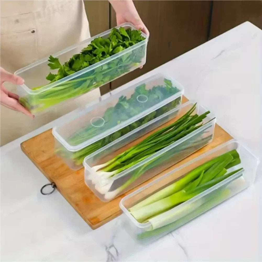1 Pcs Long Rectangular Food Storage Containers, Plastic Reusable Refrigerator Organizer Boxes Kitchen Accessories