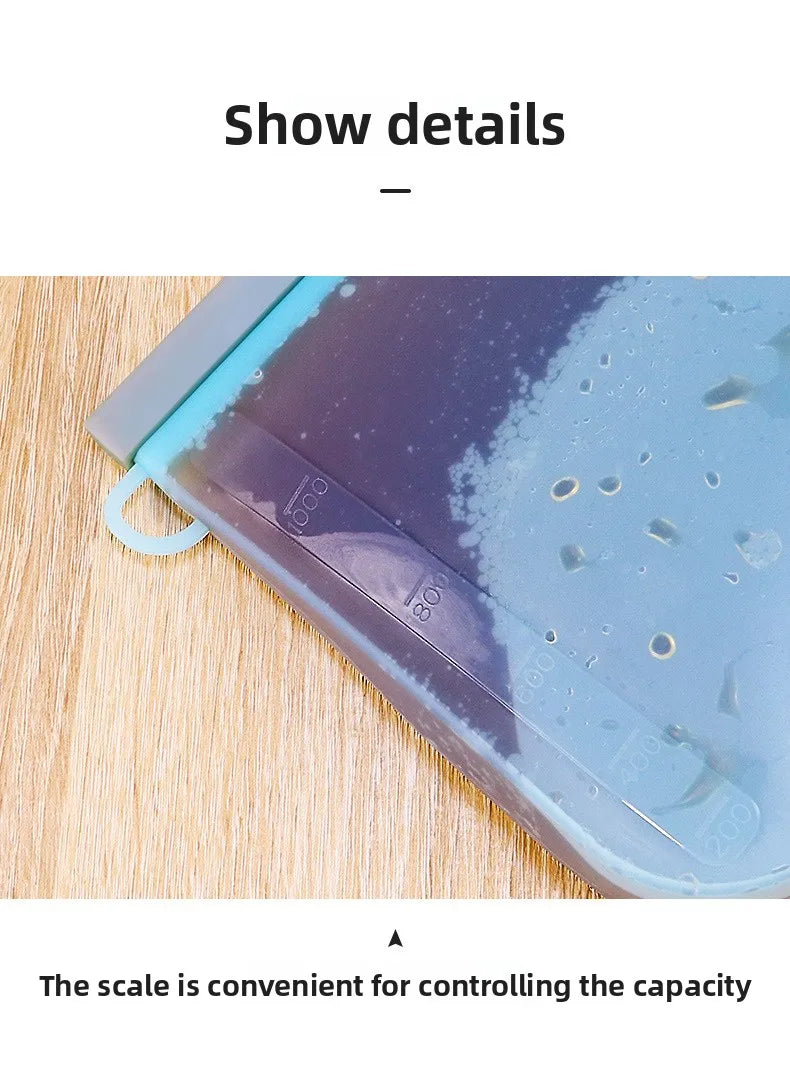 Reusable Silicone Food Storage Bags Thickened Airtight Seal Anti-Odor For Vegetable Fruit Snack Portable Storage Bags