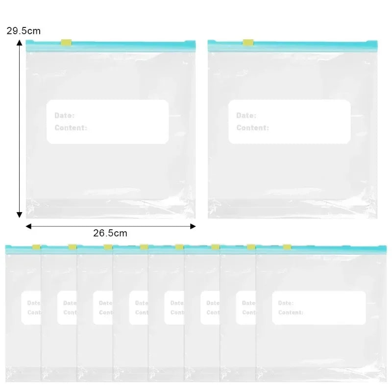 3 Sizes Reusable Food Storage Bags Kitchen Refrigerator Fruit Vegetable Meat Sealed Zip Bag Household Plastic Sealing Containers