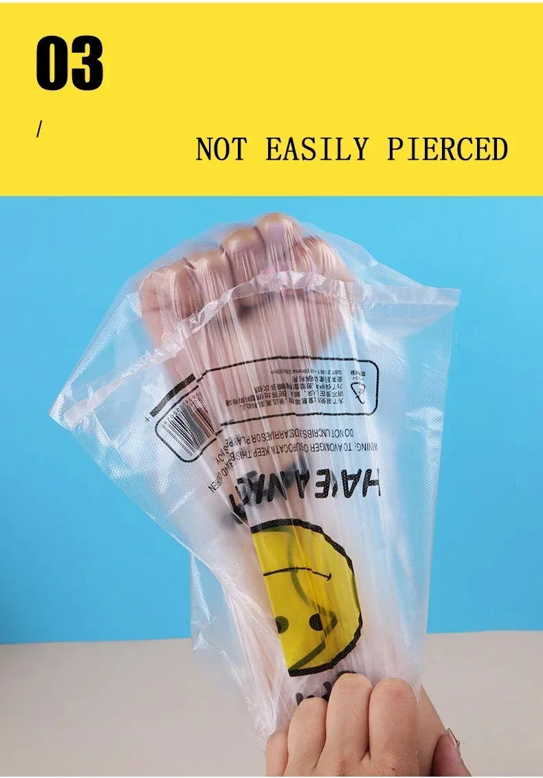 50Pcs Plastic Bag 3 Sizes Food Storage Bags with Handle supermarket Grocery Shopping Useful Shopping Bag Kitchen Storage Basket