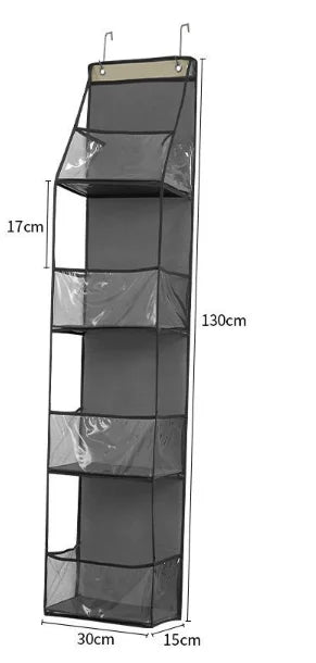 4 Layer Pink Storage Bag Foldable Hanging Organizers for Bathroom Behind The Door Snacks Toys Clothes Storage Holder Accessories