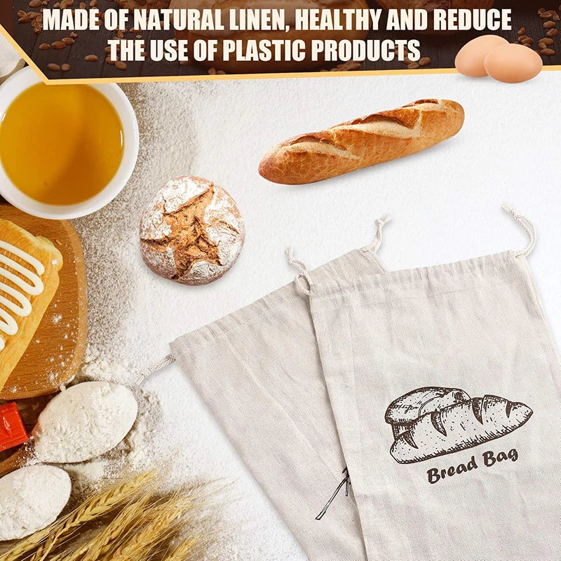 Natural Linen Bread Bag Reusable Drawstring Bag For Loaf Artisan Bread Storage Bag Food Storage Bag Bread Storage Bag Bread Bag