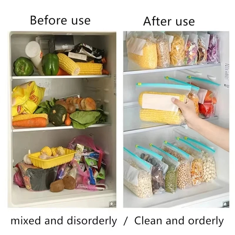 10/15/20/45Pcs Reusable Zipper Fresh-keeping Bag Kitchen Thickened Sealed Bag Refrigerator Fruit Vegetable Leakproof Storage Bag