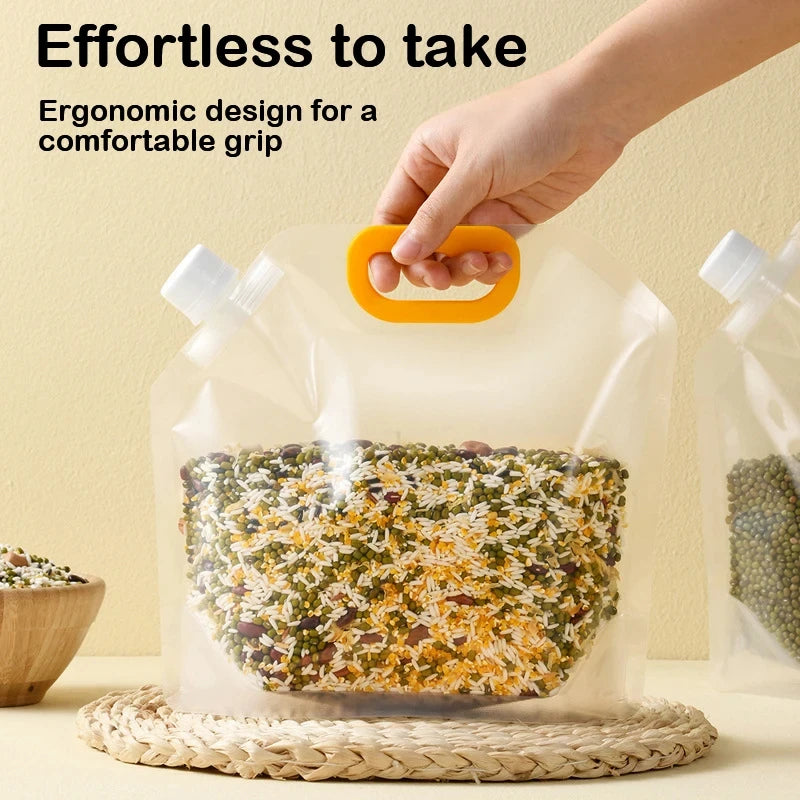 5Pcs Grains Sealed Bag Cereal Containers Moisture-Proof And Insect-Proof Transparent Food Grade Storage Bag Kitchen Organizer