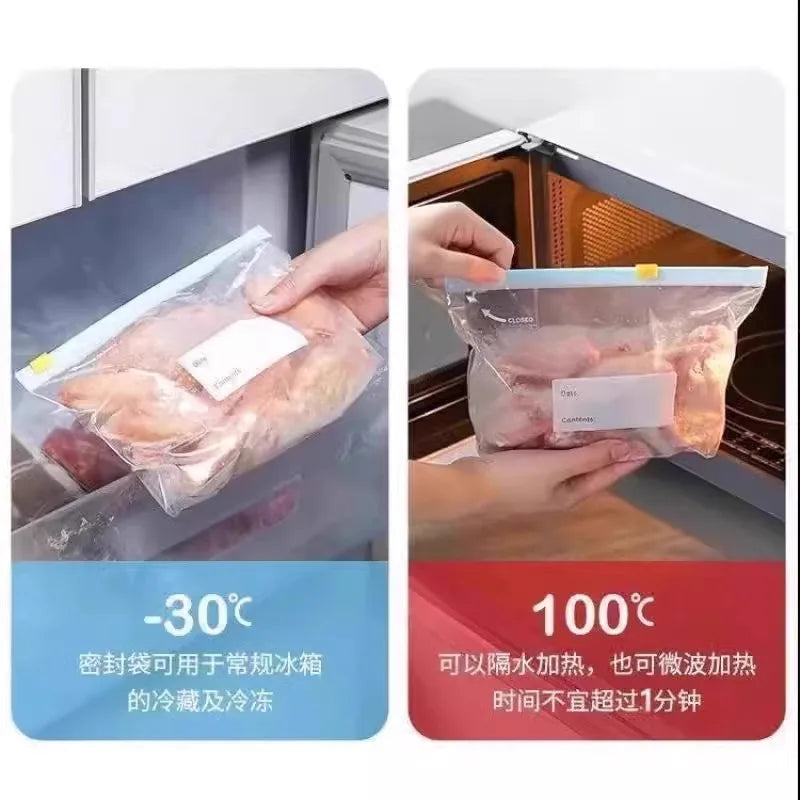 Zip Lock Food Storage Bags, Thick Freezer Bags For Fridge, Microwave Safe, Reusable, Suitable For Organizing (3 Sizes)