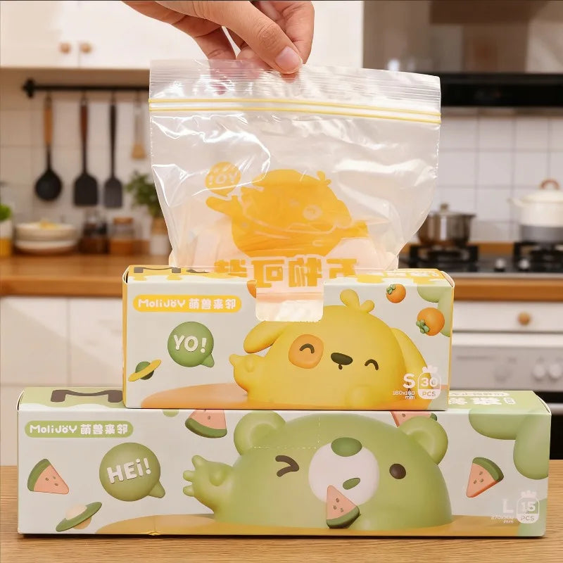Multi-Size Food Storage Bags Kitchen Food Organizer Pouch Reusable Zip Fresh-keeping Bag Food Freezing Preservation Sealed Bags