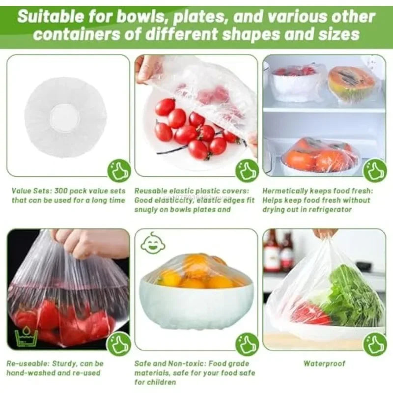Reusable Disposable Food Cover Plastic Wrap Durable Elastic Food Lids for Bowls Elastic Plate Covers for Kitchen Food Saver Bag