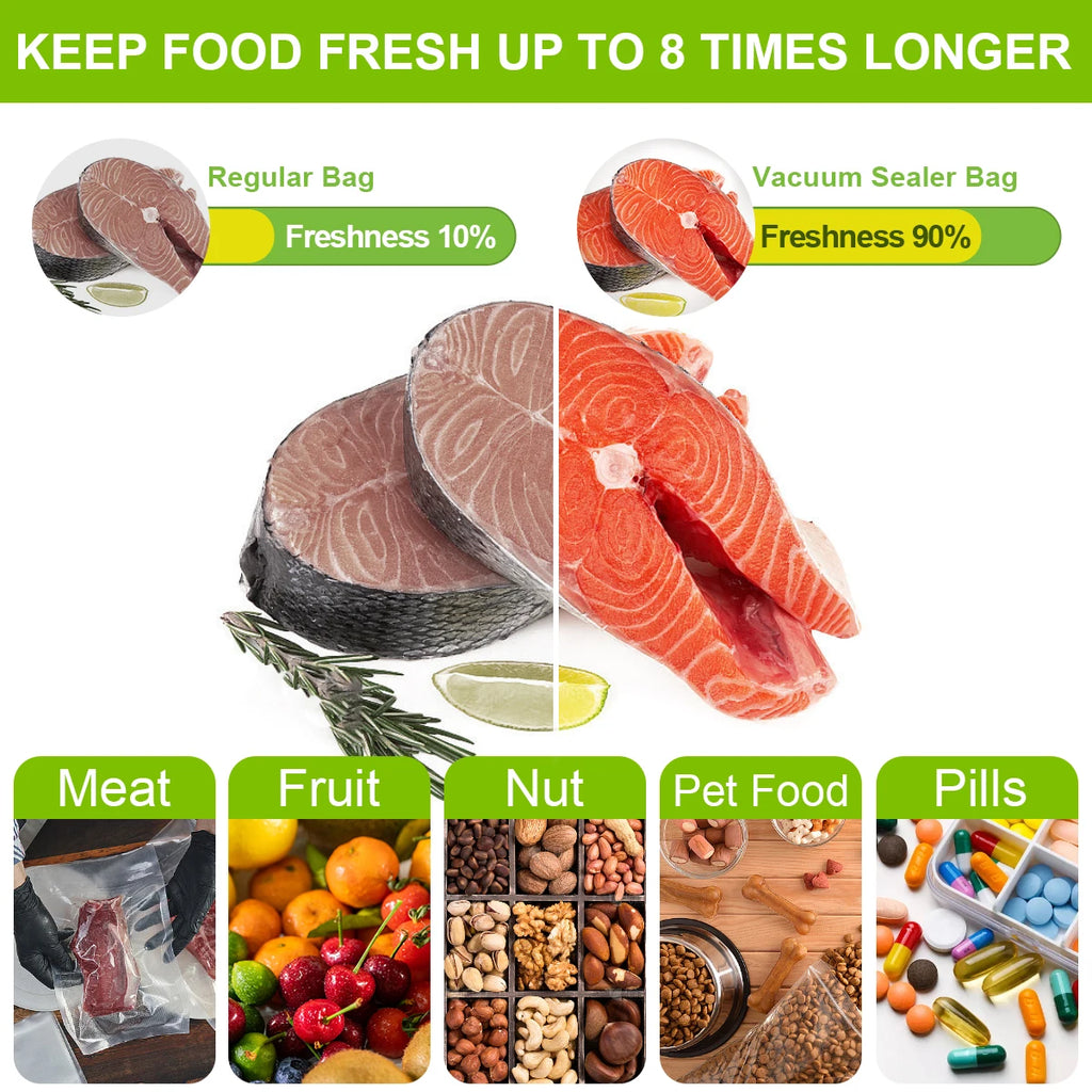 100pcs/lot Kitchen Vacuum Bags for Food Vacuum Sealer Packing Machine Food Storage Bag BPA-Free Kitchen Accessories