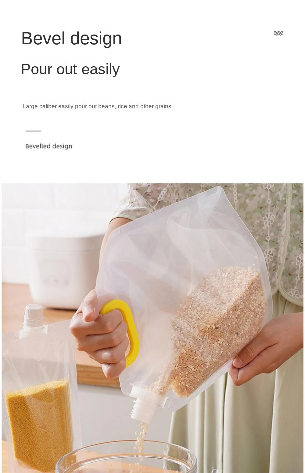 4Pcs Sealed Bags Set Grain Sugar Storage Pouch Kitchen Airtight Containers Bags Food Grade Large Diameter Sealed Pouch Household