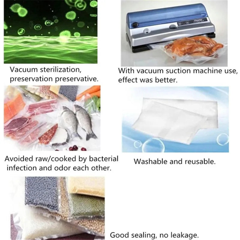 Kitchen Vacuum Packed Bags Sealer Food Saver Bag Reusable Rolls Fresh-keeping Food Meat Saver Storage Bag Kitchen Organizer
