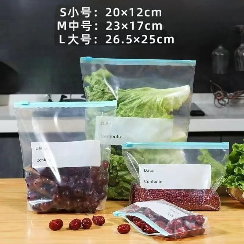 Zip Lock Food Storage Bags, Thick Freezer Bags For Fridge, Microwave Safe, Reusable, Suitable For Organizing (3 Sizes)