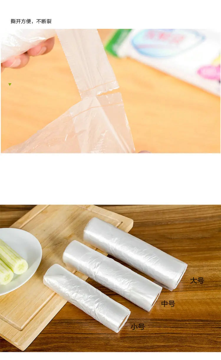 100PCS Transpare Roll Fresh-keeping Plastic Bags of Vacuum Food Saver Bag 3 Sizes Food Storage Bags with Handle Keep Fresh XXM