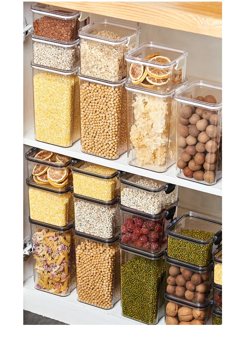 Sealed plastic food storage box cereal candy Dried jars with lid fridge storageTank containers household items kitchen organizer