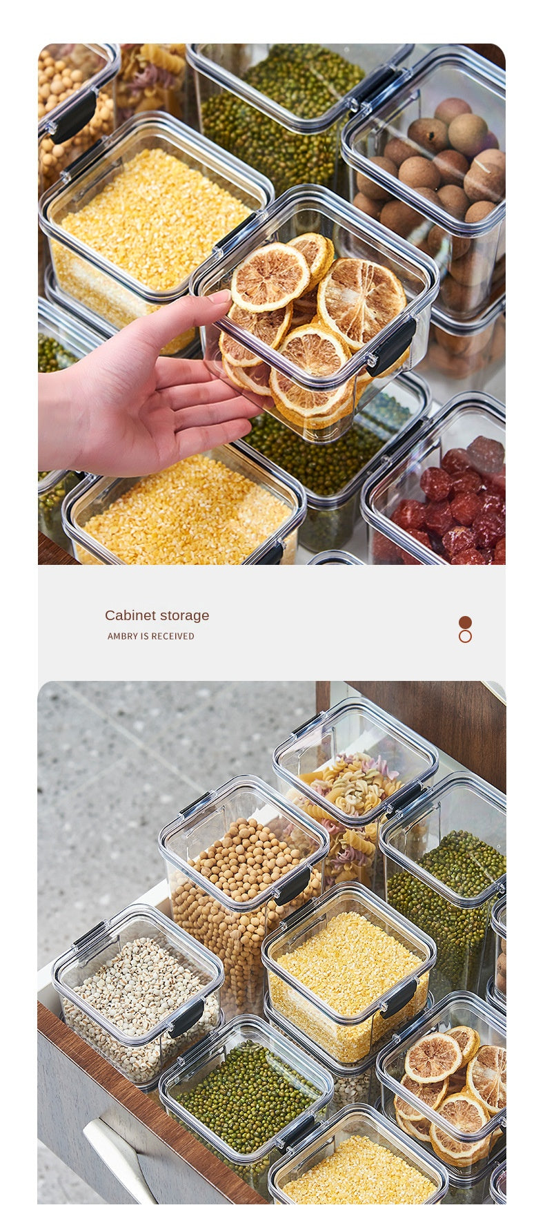 Sealed plastic food storage box cereal candy Dried jars with lid fridge storageTank containers household items kitchen organizer