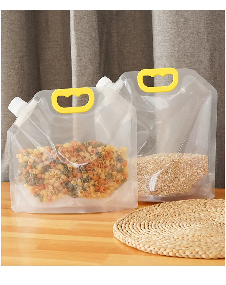 4Pcs Sealed Bags Set Grain Sugar Storage Pouch Kitchen Airtight Containers Bags Food Grade Large Diameter Sealed Pouch Household